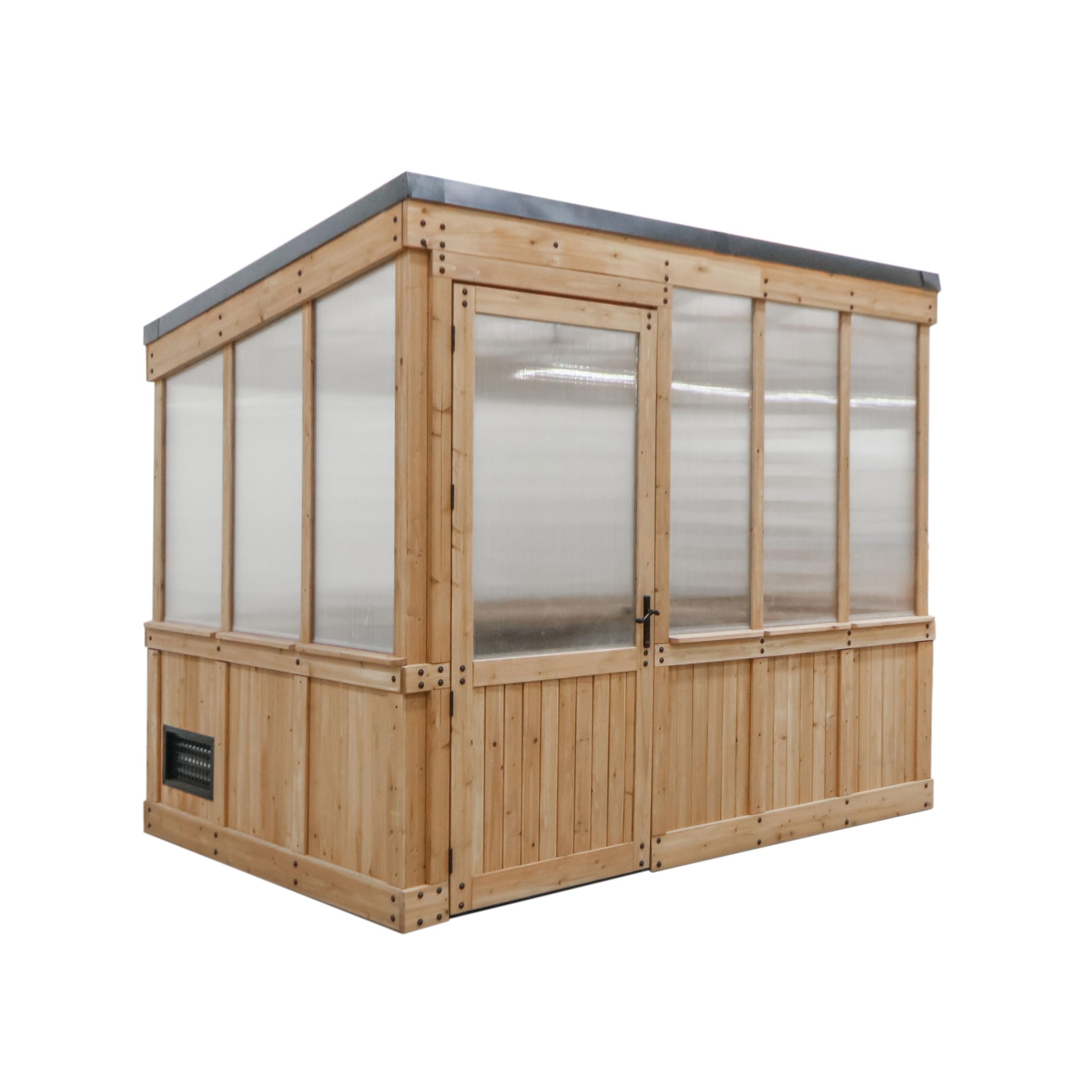 Backyard Discovery Willow 9x6 Cedar Wood Walk-in Greenhouse with Exhaust Fan & PowerPort
