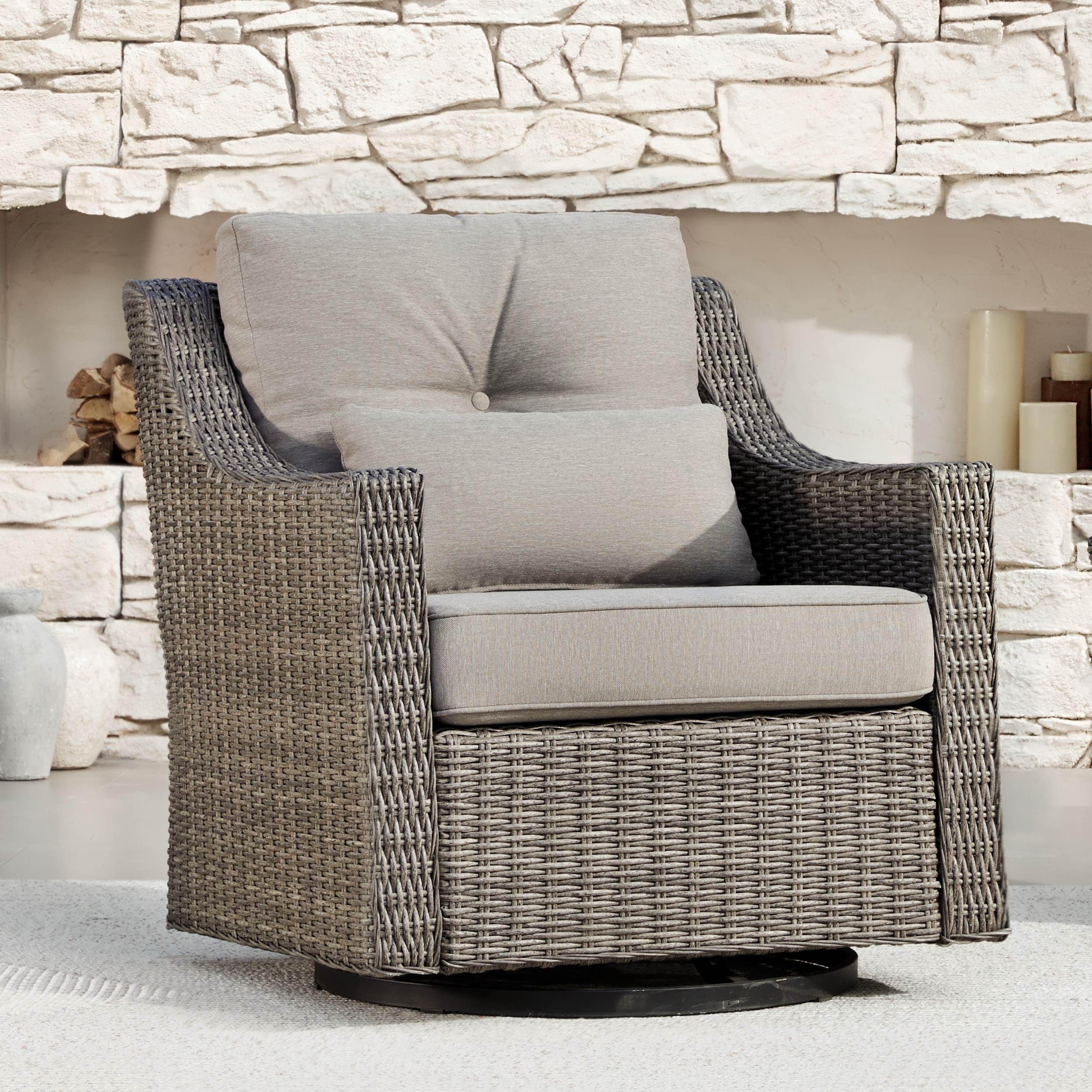 CHITA Patio Wicker 360-Degree Rocking Swivel Chair with Thickened Cushions