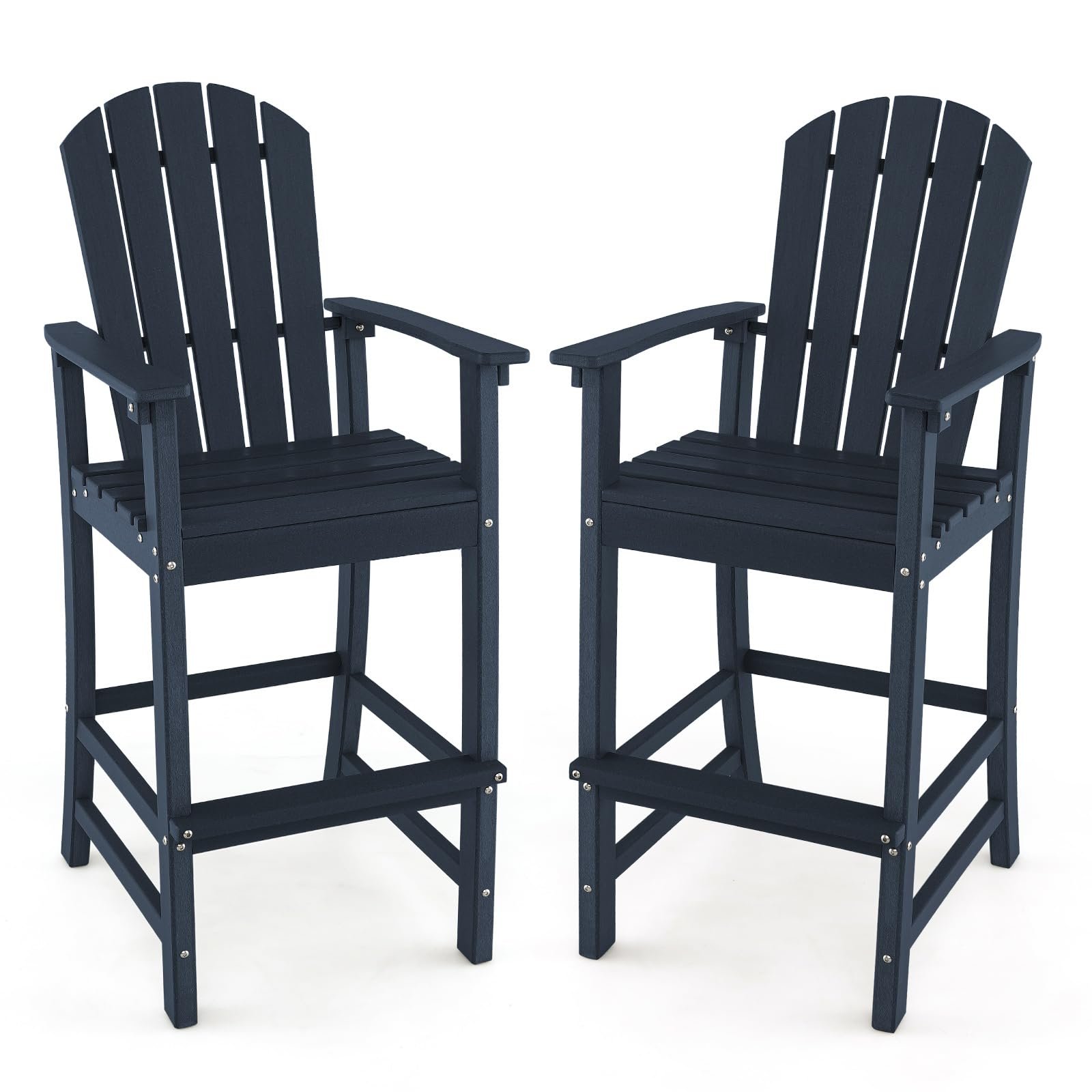 Giantex Set of 2 HDPE Outdoor Bar Stools, All-Weather Tall Adirondack Chair, 30-Inch Counter Height