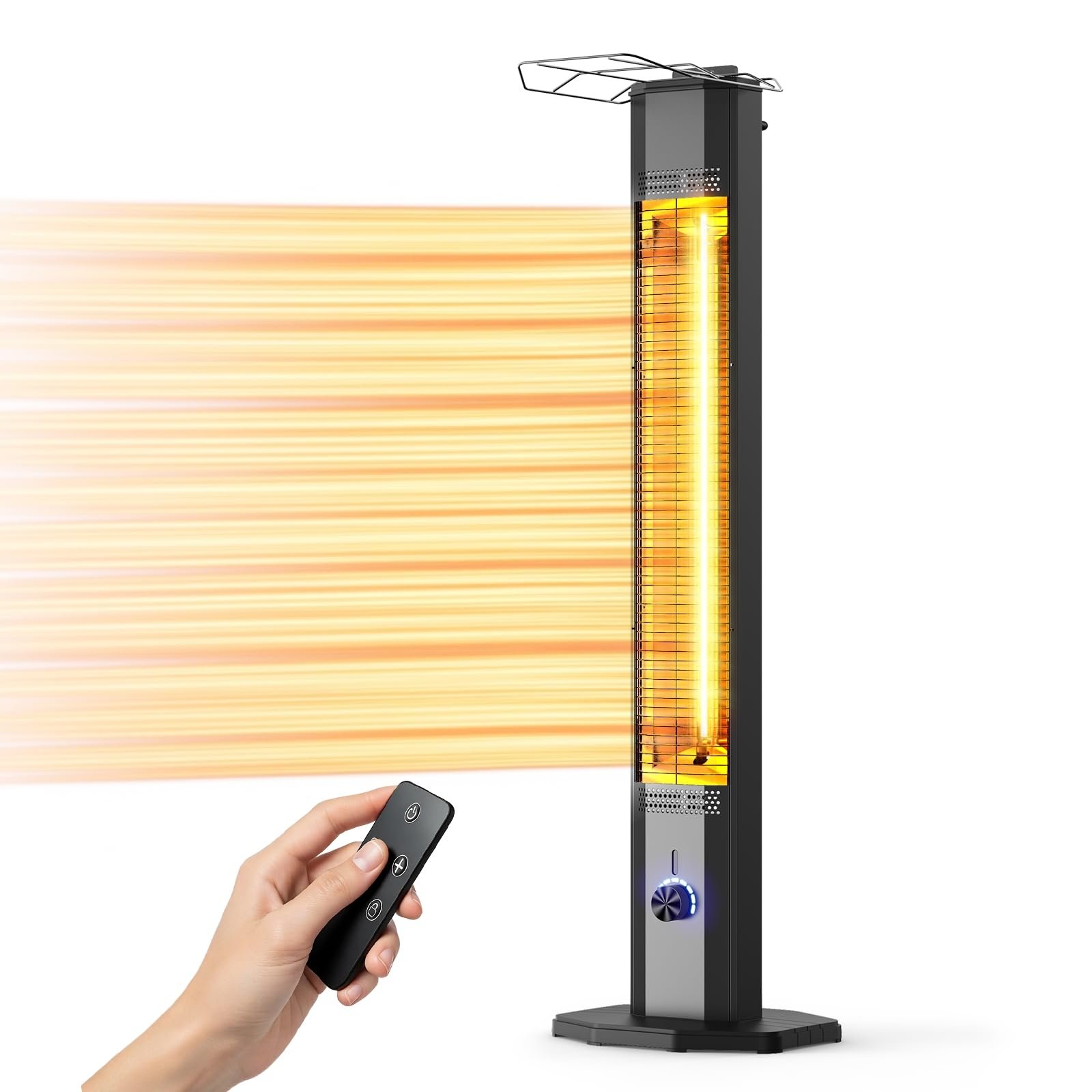 1500W Outdoor Electric Patio Heater, 42-inch Infrared Tower Heater, 9 Heat Settings