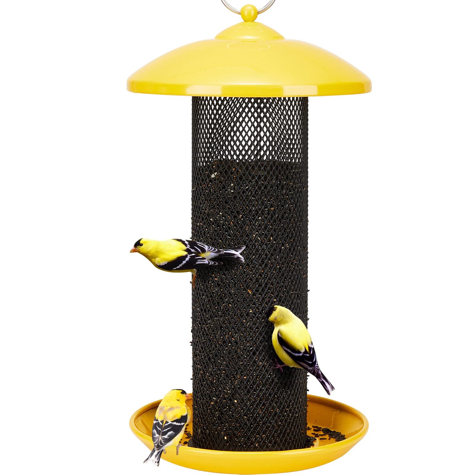 Kingsyard Finch Feeder for Outdoors Hanging, Metal Mesh Tube Bird Feeder for Nyjer/Thistle Seed