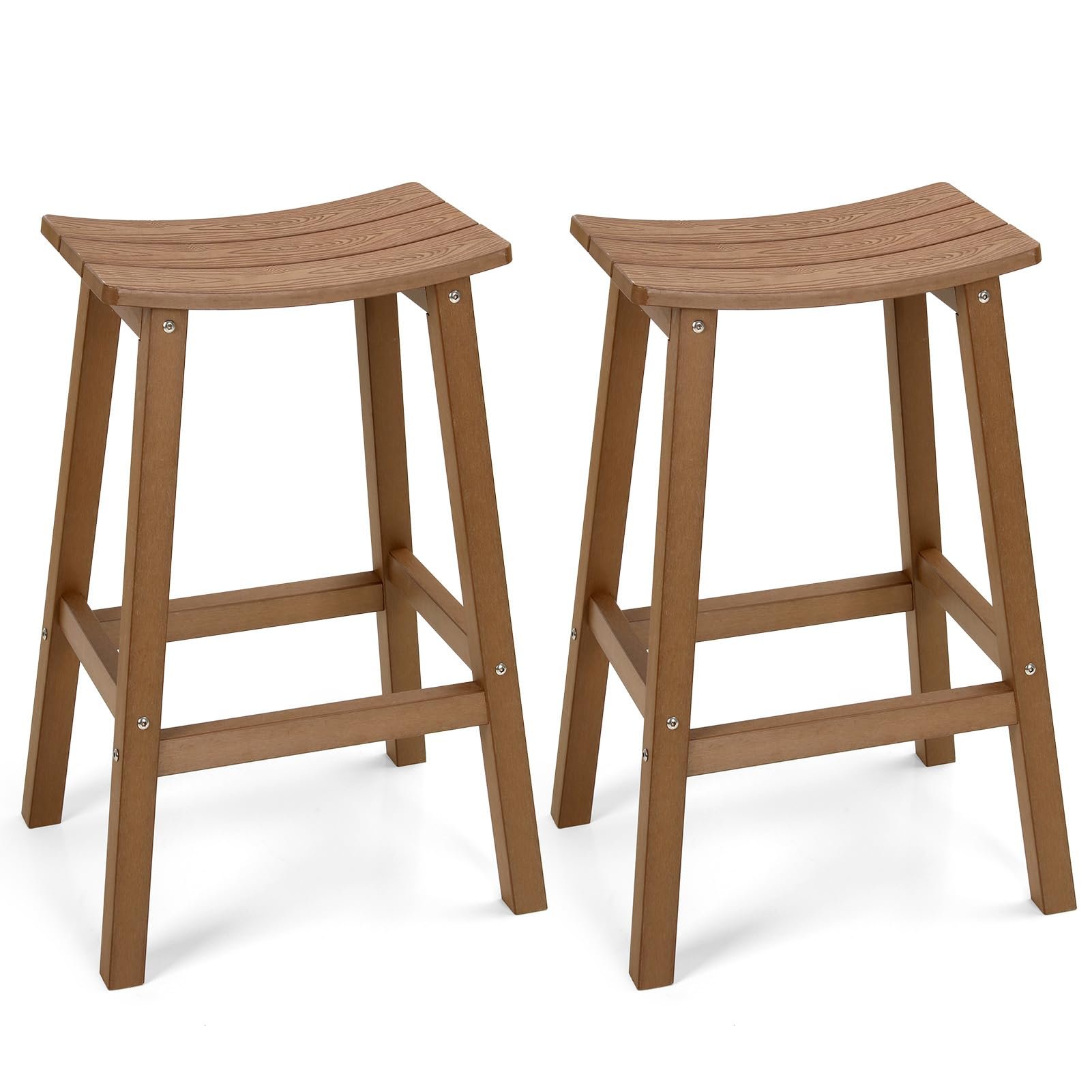 LAHAAP Weatherproof Teak Bar Stools Set of 2 (28" Height)