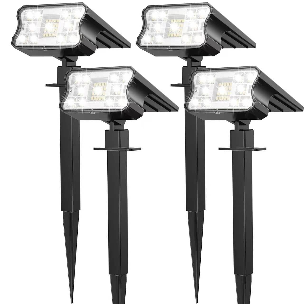 HGGH Solar Lights Outdoor IP67 Waterproof, 3 Lighting Modes, 4-Pack