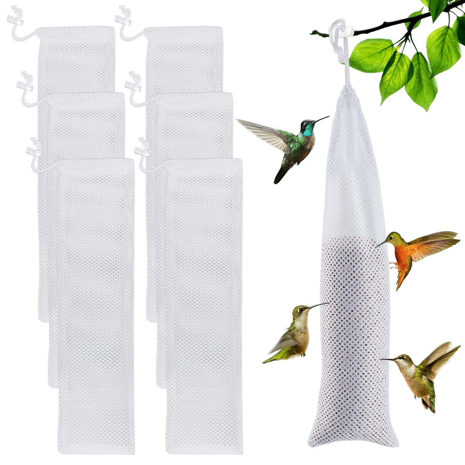 MEWTOGO 6-Pack Finch Sock Feeder with Food-Grade Funnels