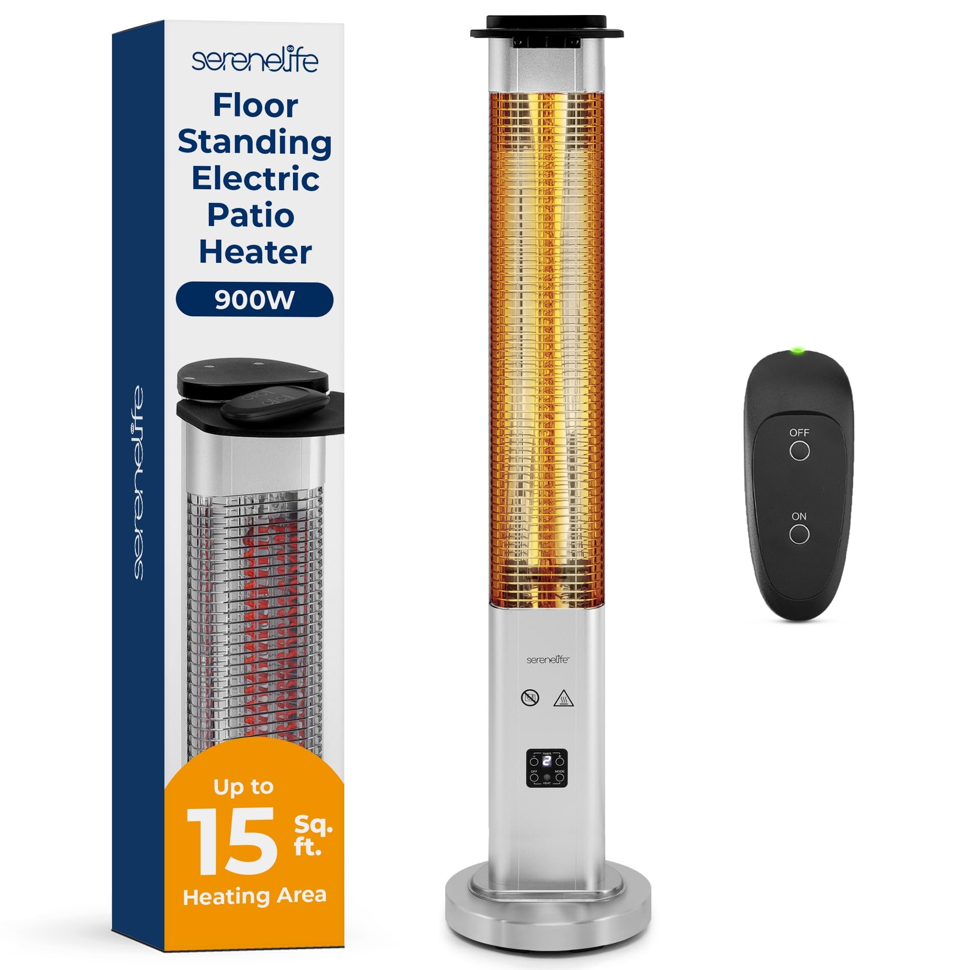 SereneLife 900W Electric Infrared Patio Heater with Aluminum Reflector, IP65