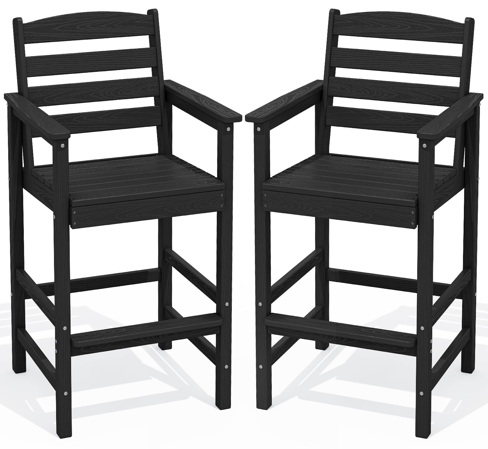 SERWALL Tall Adirondack Chairs Set of 2, Oversize Balcony Adirondack Chairs, Outdoor Bar Height
